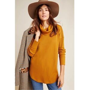 Maeve Ainsley Thermal Turtleneck in Autumn Orange Size X-Small Anthropologie